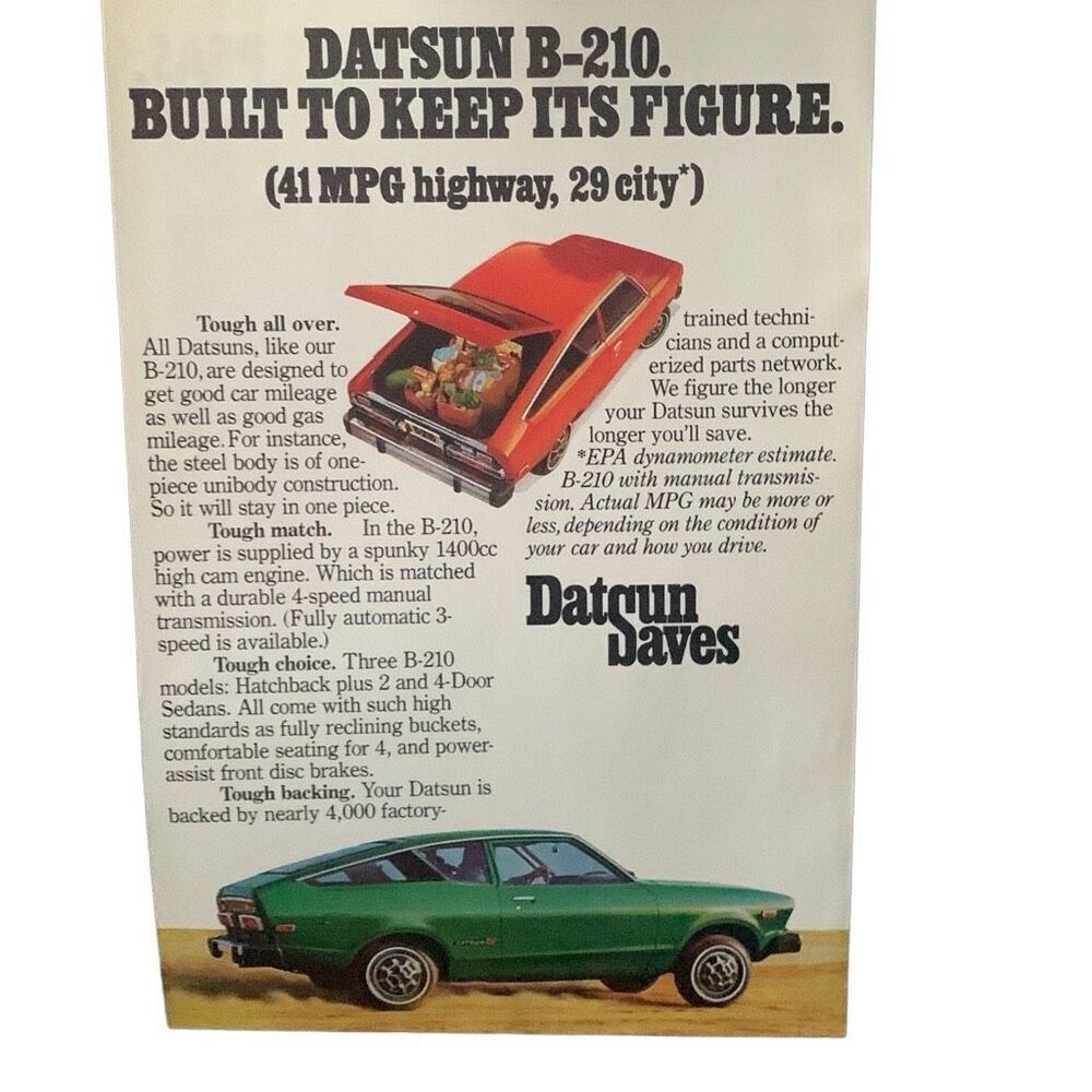 Vintage 1976 Datsun Keep its Figure B-210 Ad Advertisement